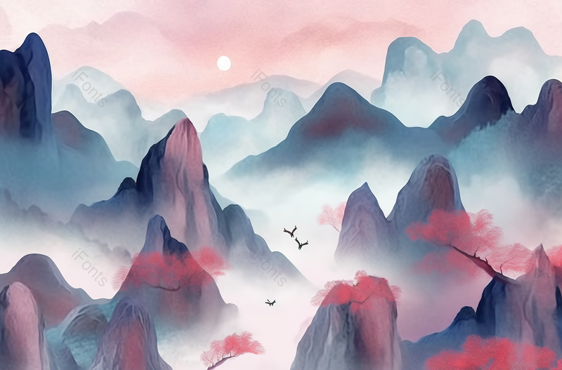 新中式国潮古典意境山水画,插画/手绘图,插画/手绘图库,插画/手绘图下载,插画/手绘
